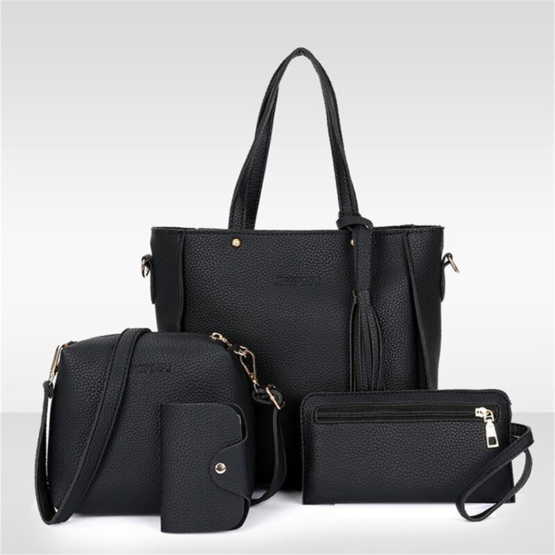 Ensemble de sacs à main de luxe pour femmes, sac messager pour filles, portefeuille, nouvelle mode, 4 pièces initiées, 2024