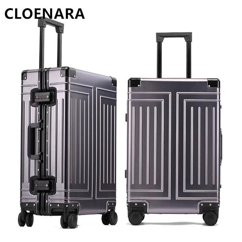 COLENARA-maleta portátil de aleación de aluminio para hombre, maleta con ruedas de 20, 24, 26 y 29 pulgadas, con contraseña, a la moda