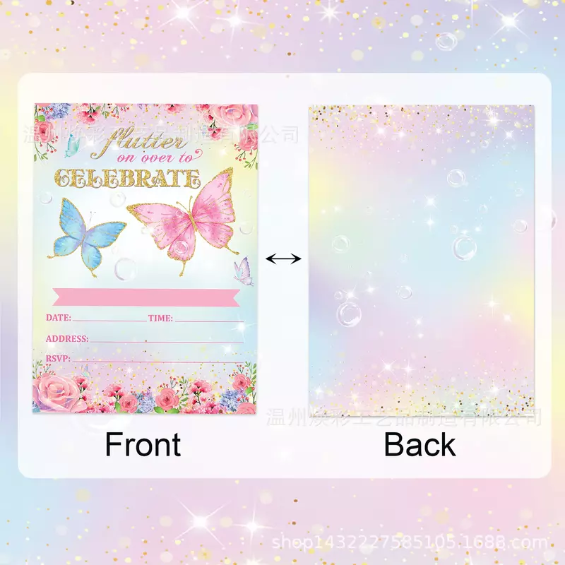 Kartu Ucapan kupu-kupu warna-warni kartu permainan pesta bayi liburan ulang tahun surat undangan positif