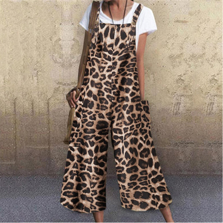 Женские облегающие брюки с леопардовым принтом, подвязка на лямках, лето 2022