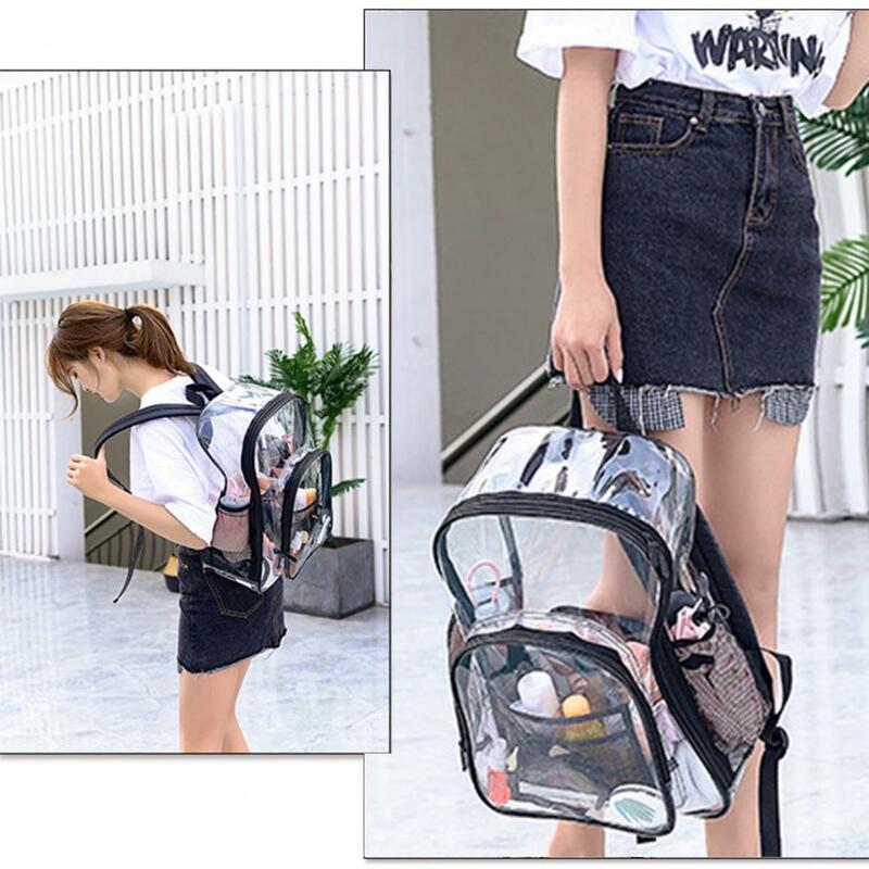여성용 학생 배낭, 스포츠 여행 학교 노트북 백팩, 투명 대용량, 부드러운 지퍼 학교 가방