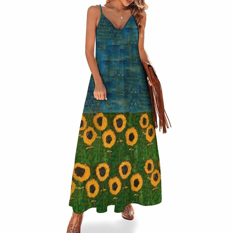 Rumi's Sunflowers Sleeveless Dress Clothing female elegant dresses for women