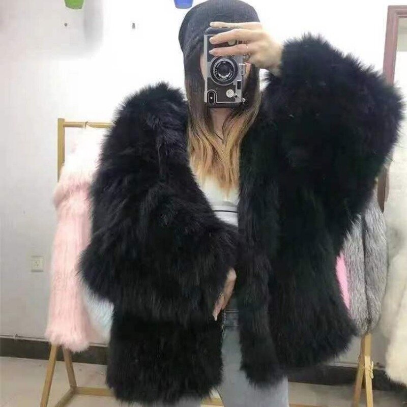 Winter Jackets for Women Hooded Fur Coat Fluffy Jacket Thicken Warm Faux Fur Jacket Luxury Brand Free Shipping Korean Outerwear