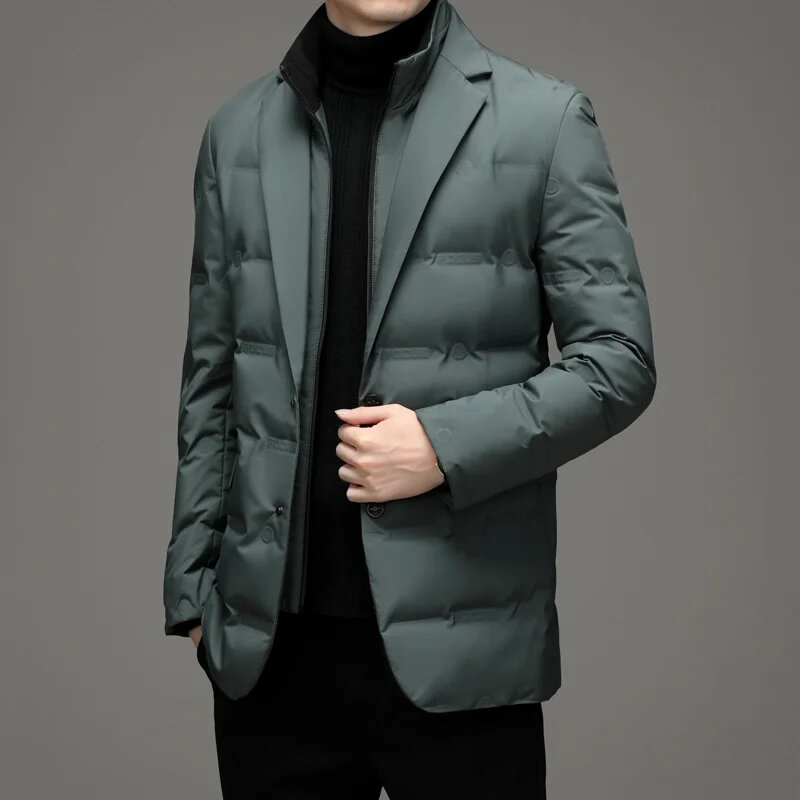 Jaqueta de pato para homens, casaco casual de negócios, colarinho de terno clássico, manter parkas quentes, qualidade superior, 90% pato, nova chegada, 2022