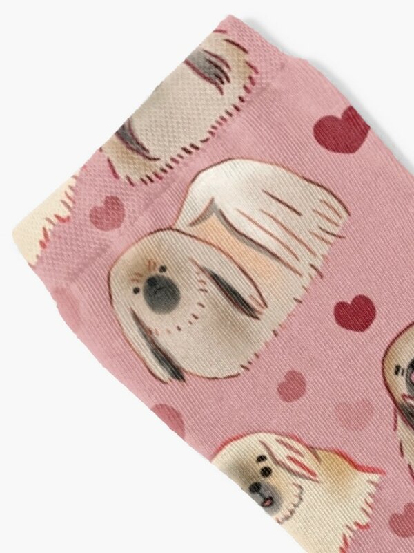 Pékinois – chaussettes de Sport pour hommes, motif d'illustration de chien rose et beige, cadeaux amusants