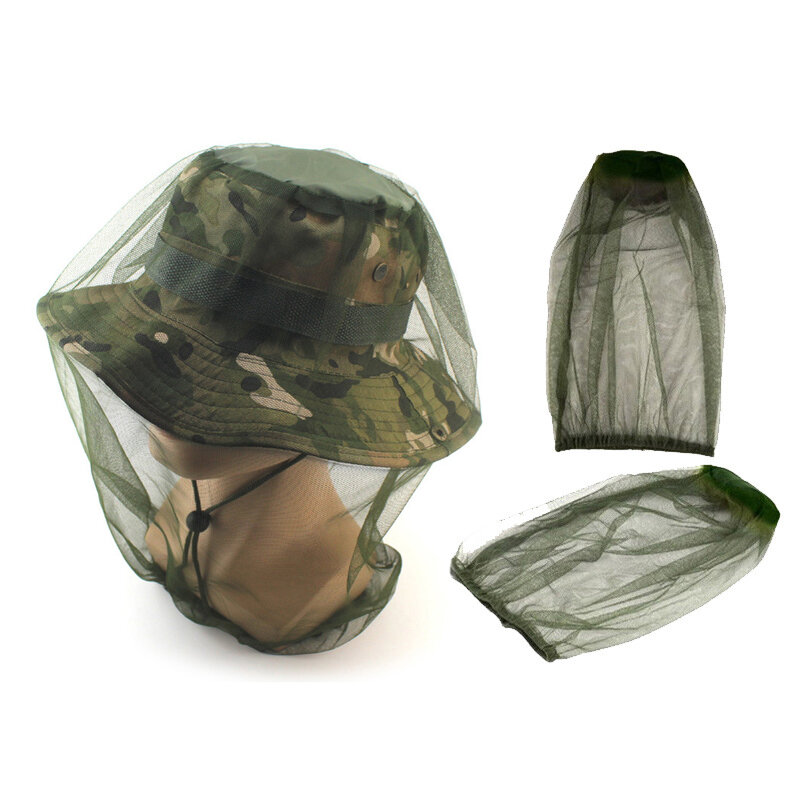 Outdoor Head Face Mask Hat Net Cover Anti-mosquito Cover Mosquito Net Cap Travel Breathable Head Mesh Covers Fishing Caps