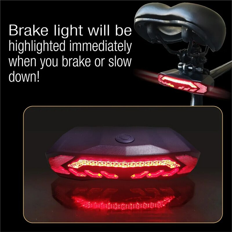 Alarme de feu arrière antivol pour vélo, aste par USB, feu arrière LED étanche, lampe de vélo à induction automatique