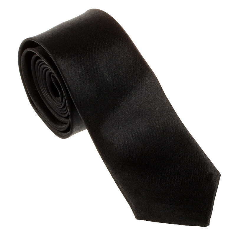 Unisex Casual Stropdas Skinny Slim Narrow Neck Tie-Zwart