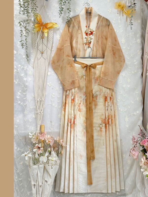 女性のための中国の馬のフェイススカート,刺繍された漢服とポニーのスカート,ドレス,秋