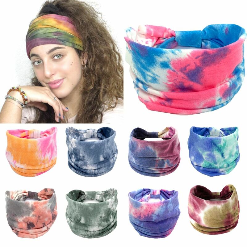 Дышащие шарфы для волос для женщин и девушек, перекрещивающиеся повязки на голову для йоги, спортивные повязки на голову, широкие разноцветные тюрбаны