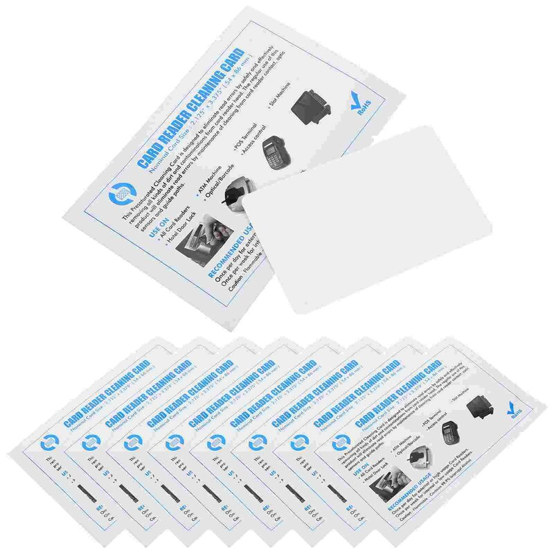 O cartão de limpeza do terminal, Pos Reader Cleaner, ferramenta de crédito para impressora, ferramentas laterais duplas, cartões reutilizáveis, 10 pcs