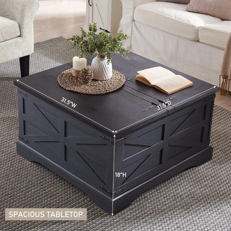 (Spring Sale) Coffee Table, Square Wooden Table with Hidden Storage Compartment, with Hinged Lifting Table, Coffee Tables