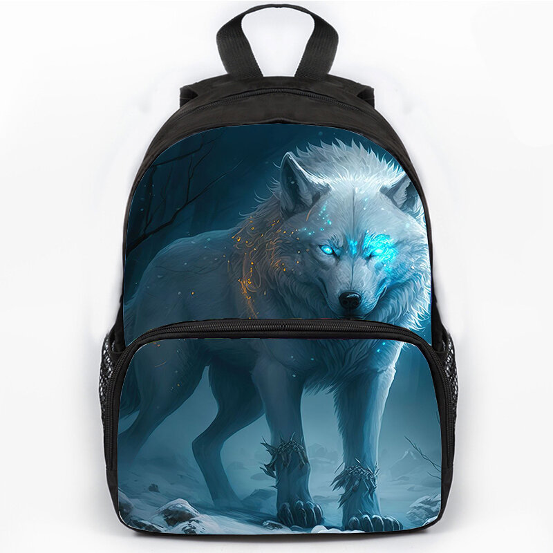 White Wolves Howling Backpacks for Boys Girls Children Backpack Wolf Howling at Moon School Bag Student Bookbag Laptop Daypack