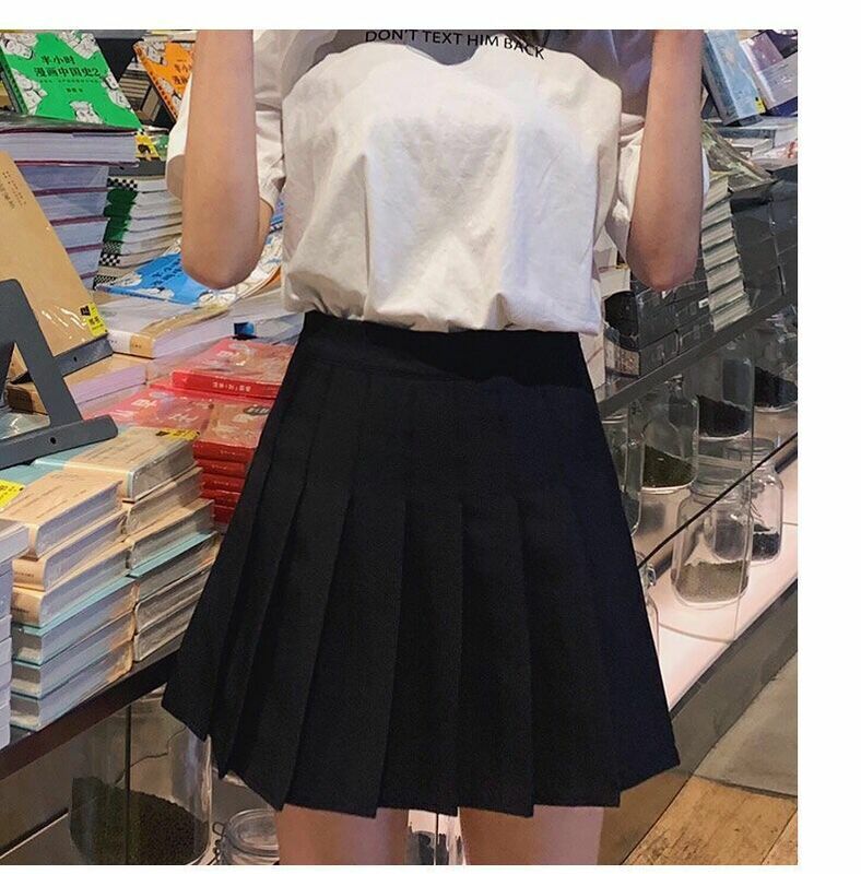 Ropa de verano para mujer, minifalda plisada negra de estilo coreano Harajuku de cintura alta para uniforme escolar, 2023
