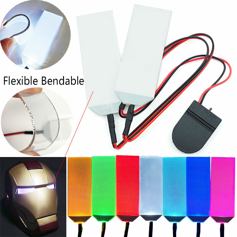 Kit mata lampu LED DIY dapat ditekuk fleksibel untuk topeng helm Iron Man Halloween aksesori Cosplay lampu mata dapat dipotong alat peraga