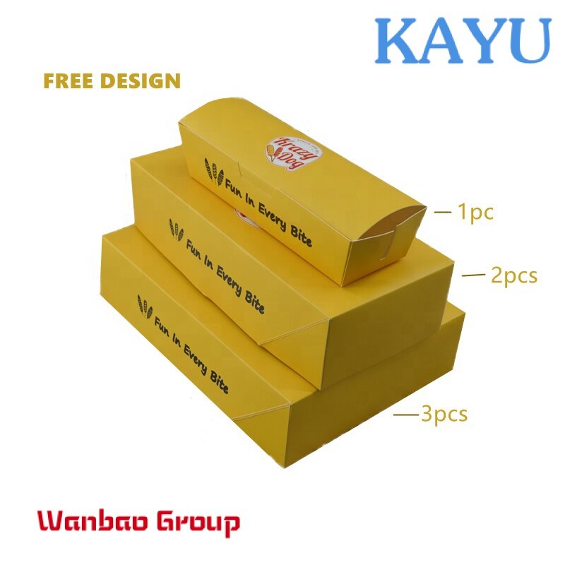 Custom  OEM Custom paper packaging hot dog tray takeaway food container box food packing for korean corn dog
