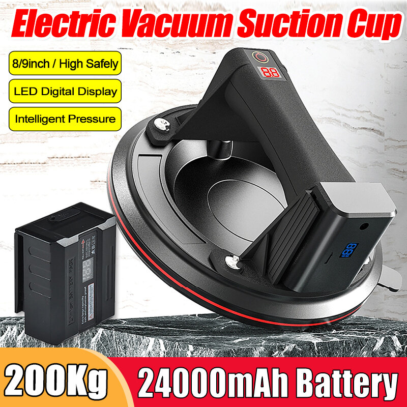 8/9 inch Electric Vacuum Suction Cup Glass Tile Suckers Industrial Air Pump 200KG Bearing Capacity Heavy Suction Cup Lifter