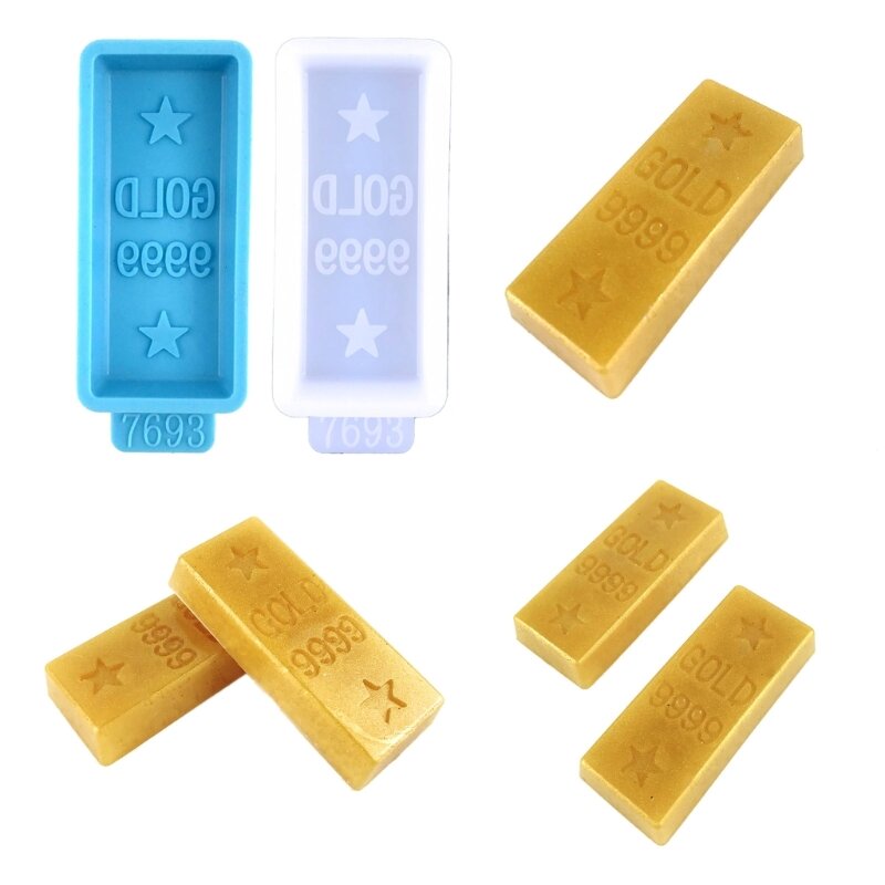 Q0KE Little Gold Bar Ornament Crafts Silicone Mold Epoxy Jewelry Mold Resin Casting Pendant Mold Suitable for Diy Crafts