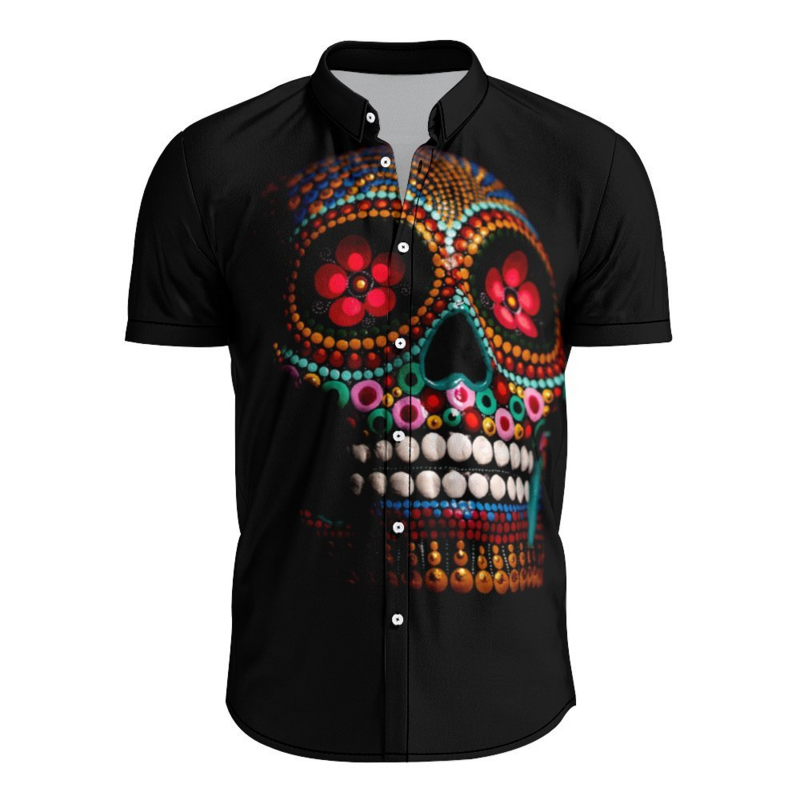 ユニセックススカルと半袖のTシャツ,3Dプリントのファッショナブルなストリートウェア,ルーズ