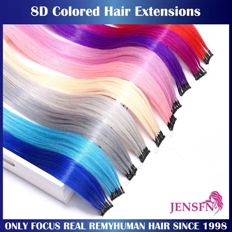 Ekstensi rambut alami 8D rambut manusia 10 buah 0.5 GR/S Cincin mikro 18 inci ekstensi Loop rambut Tautan mikro untuk wanita berbagai warna