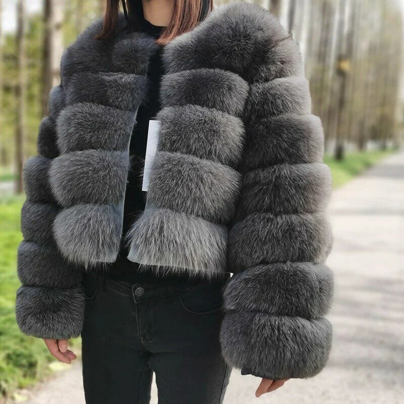Nieuwe Mode Natuurlijke Echte Vos Bontjas Vrouwen Winter Warm Luxe Echt Bont Jas Oversized Uitloper Vrouwelijke Vest Jassen Mujer tops