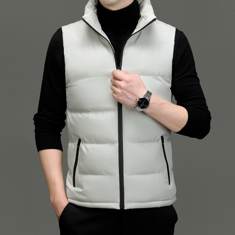 Jaqueta de colete quente sem mangas masculina, gola casual, casaco esportivo de alta qualidade, tendência, outono, inverno, 2023