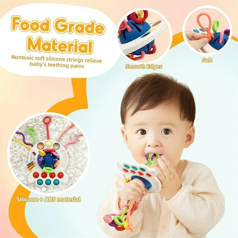 Mainan hewan warna-warni lucu pendidikan dini mainan teka-teki bayi menyenangkan jari twitch silikon Montessori mainan bayi berlubang tumbuh gigi