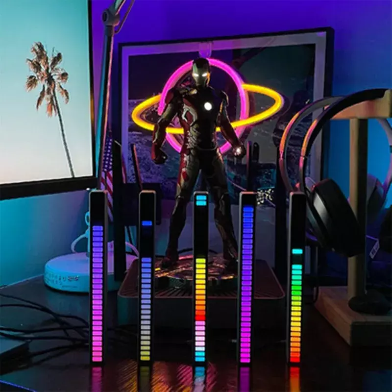 Sáng Tạo RGB Âm Nhạc Âm Thanh Điều Khiển Ánh Sáng Ứng Dụng Độ Đèn LED Xe Ô Tô Cầu Thủ Bầu Không Khí Đèn DJ Thanh Đèn 3D Mới Lạ Nhịp Điệu đèn