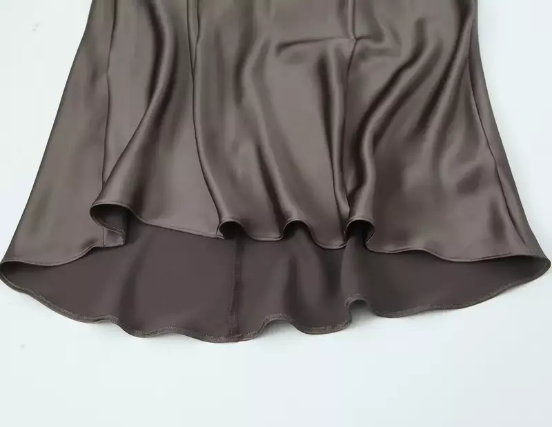 Vestido Midi ajustado con tirantes finos y espalda descubierta para Mujer, ropa interior elegante con textura de satén, Estilo Vintage, 2023