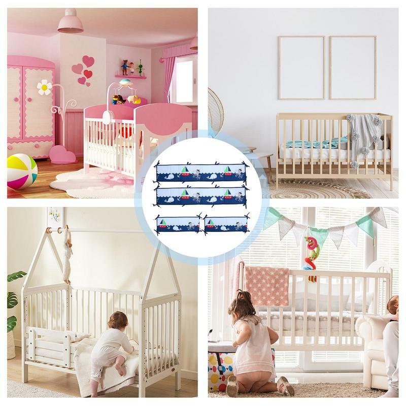 Crib Cushion Bumper Pads para Crianças, Bed Safety Rails, Baby Proofing com Strap, 4pcs
