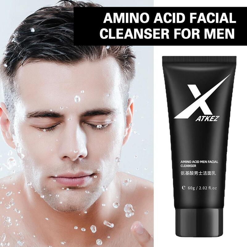 Płyn do demakijażu aminokwasowe dla mężczyzn codziennie delikatne mycie twarzy głębokie pory do czyszczenia urządzenie do usuwania trądziku do czyszczenia oleju 60g W1B9