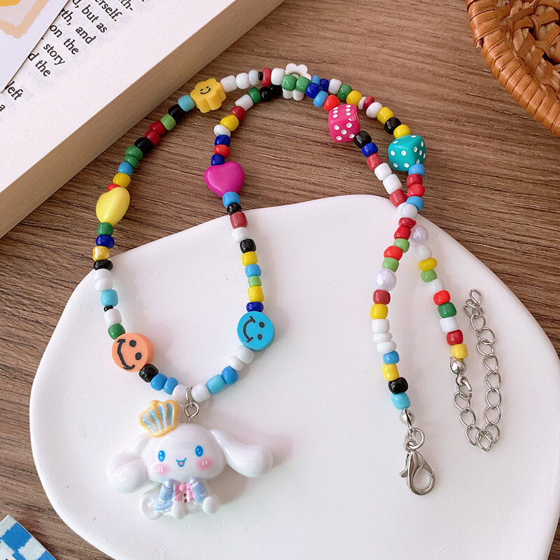 سانريو الكرتون قلادة ملونة للأطفال ، زخرفة اليدوية الإبداعية للفتيات ، زخرفة لطيف ، بلدي ميلودي سينامورول كورومي