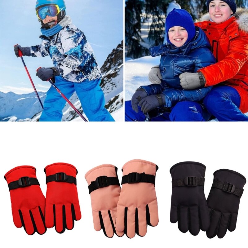 Guantes invierno 127D, guantes esquí, guantes térmicos impermeables para niños 3 a 13 años