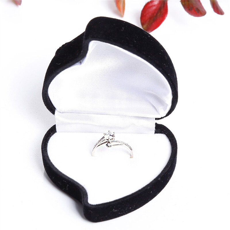 Joyero de terciopelo con forma de corazón, caja organizadora de joyería, propuesta de compromiso para el Día de San Valentín, anillo de boda, regalo