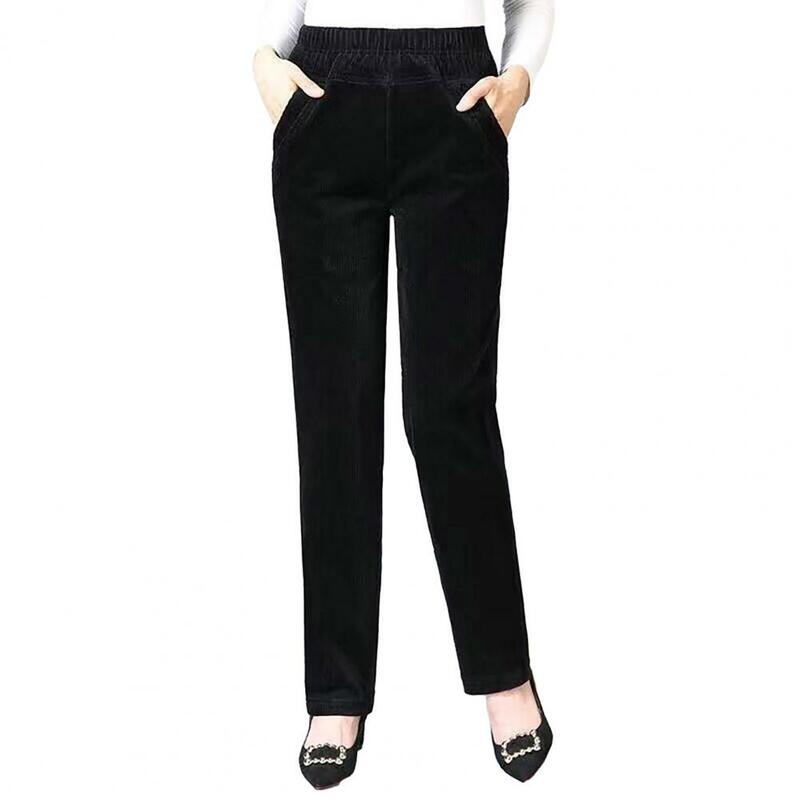 Pantalon Confortable pour Femme, Taille Haute artificiel astique, Tissu Peluche, Jambes Larges, Décontracté, Automne Hiver