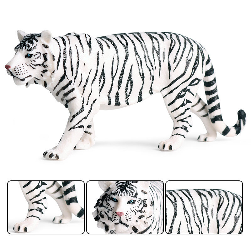 Modelo animal selvagem simulado para crianças, brinquedo plástico do tigre sólido, decoração