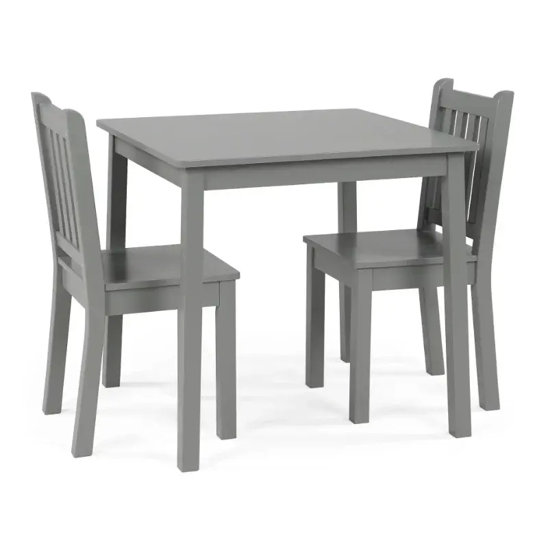 Set tavolo e sedie per bambini in legno da 3 pezzi in grigio