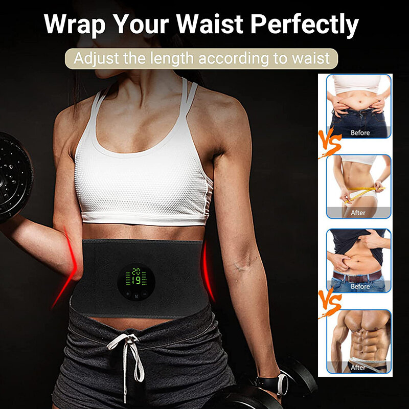 Body Abdominal Muscle Trainer Stimulator EMS Fitness Belt Electronic Toning Slimming Belts Abdomen Waist Support OK Fabrics