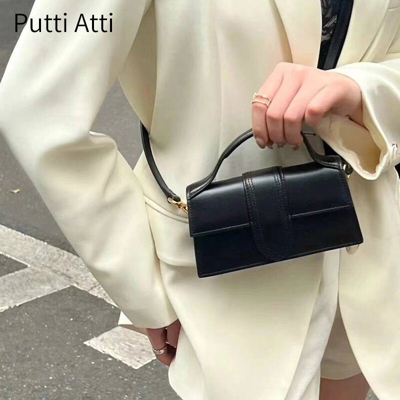 Luksusowa torba na ramię [A-A] z prawdziwej skóry kobiety 2024 jednolity kolor modna torebka prosta uniwersalna torba kurierska