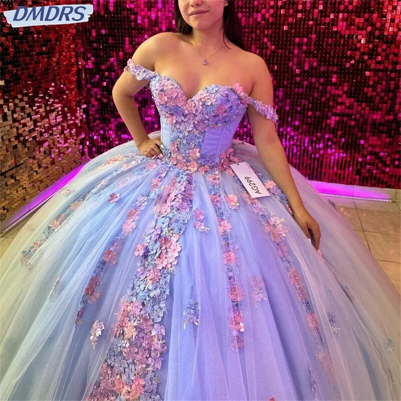 Очаровательное Тюлевое бальное платье принцессы Очаровательное платье Quinceanera классическое 3D Цветочная аппликация Блестки с накидкой милое платье 16