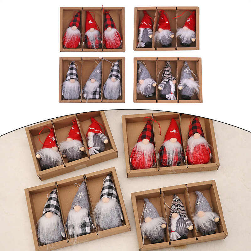 3 pz/set gnomi di natale bambole di angelo decorazioni natalizie per la casa 2023 albero di natale ciondolo in legno regalo di natale.