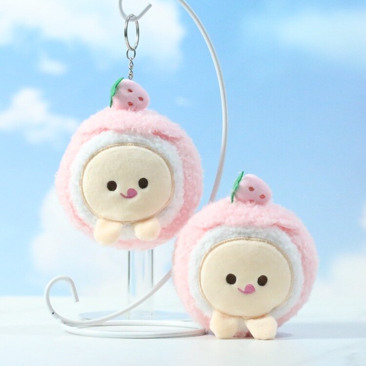 12cm Hot Cute Strawberry Hedgehog Pendant Doll Cartoon Plush Toy Bag Charm Keychain Doll Children's Birthday Gift Doll