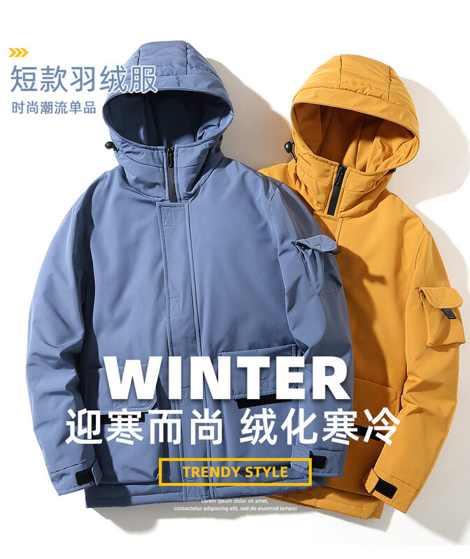 Chaqueta de plumón para hombre, ropa de trabajo, abrigo corto, grueso y cálido, moda coreana, otoño e invierno, novedad