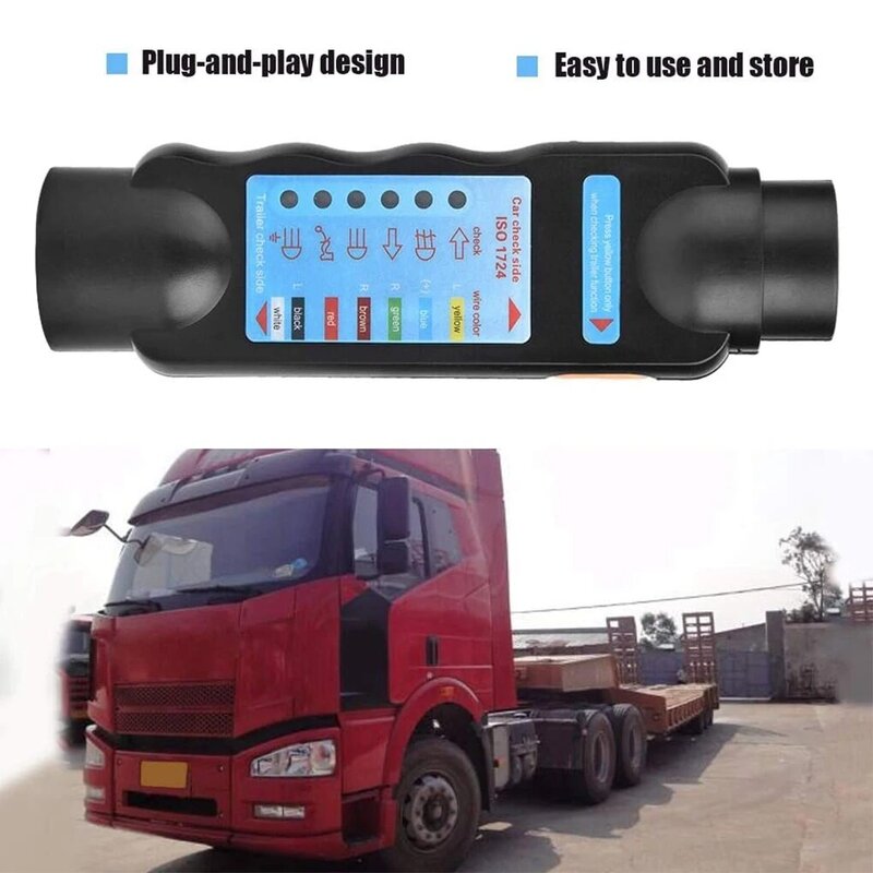 Verificador do soquete da tomada do reboque do carro e do caminhão, verificador plástico do soquete, 7 Pin, 12V