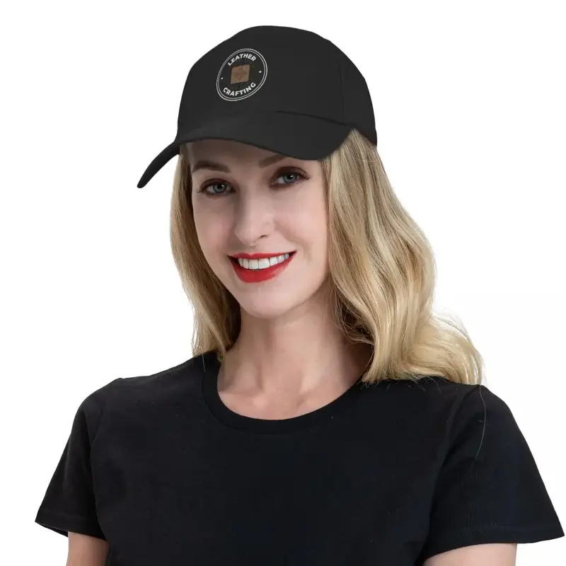 Topi bisbol logo kerajinan kulit, topi pantai untuk pria wanita, topi pesta merek mewah