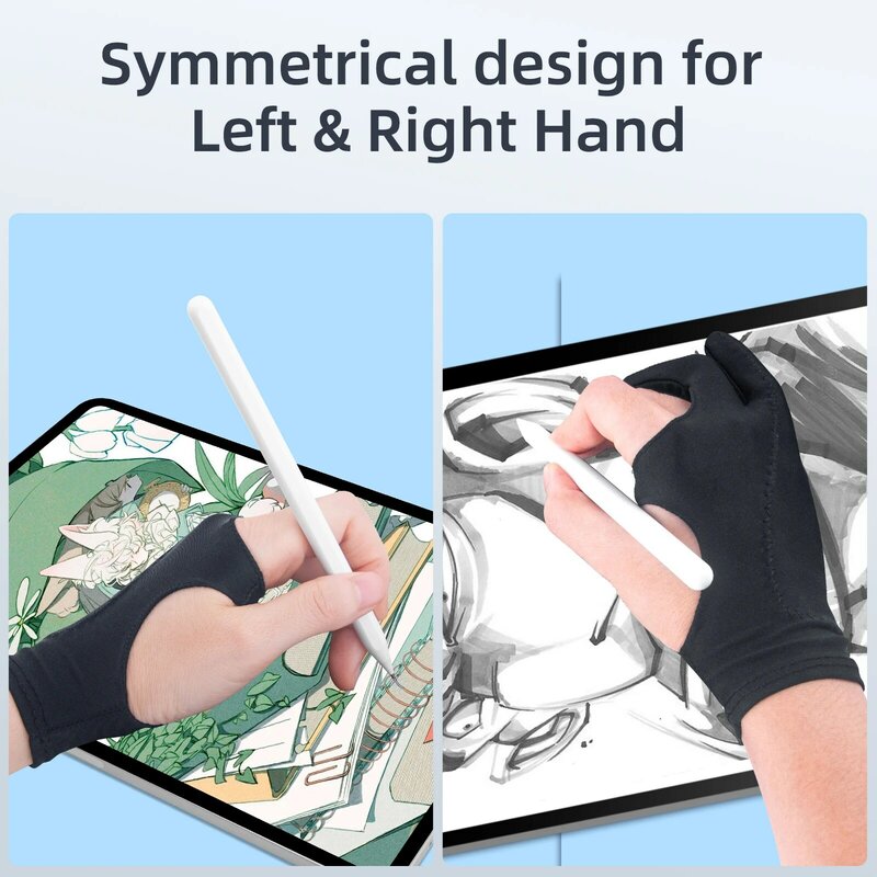 ANKNDO-guante antiincrustante de dos dedos para dibujo artístico, almohadilla de tableta gráfica, rechazo de Palma, para tableta Android