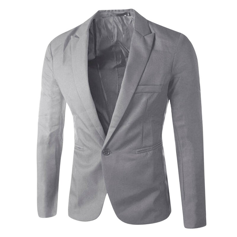 Blazer formal com gola cetim masculino, bolso no peito, monocromático, manga longa, um botão, decorativo, casual, casamento diário, C2023