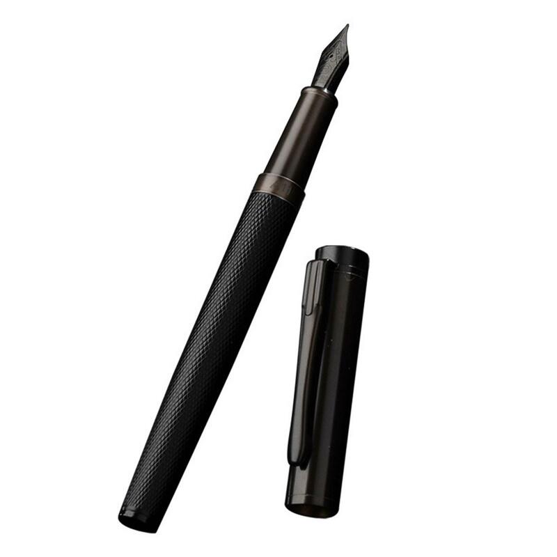 黒の金属製万年筆,詰め替え可能,2023mm,文房具,ライティングオフィスや学校に最適,滑り止め,0.38モデル