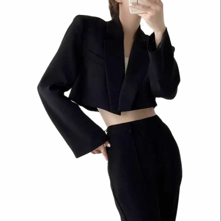 Chaqueta corta para mujer, abrigo sencillo de cintura alta, moda coreana, Primavera, 2024