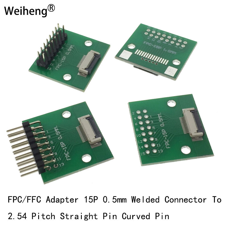 10 buah FPC/FFC 15P-a-wa papan adaptor kabel fleksibel dua sisi 0.5mm hingga 2.54mm jarum melengkung lurus